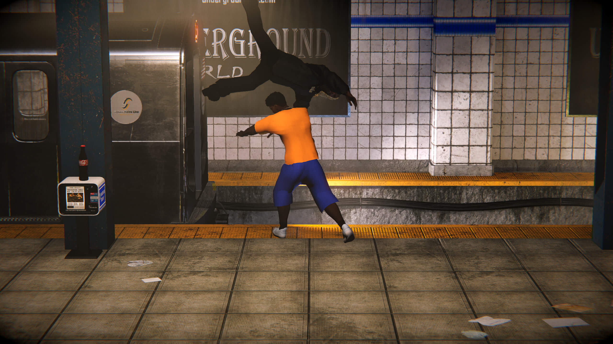 Throw enemy onto train tracks